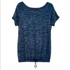 LOU & GREY | Heather Knit Charcoal Gray Tie Bottom Cozy Short Sleeve Shirt
